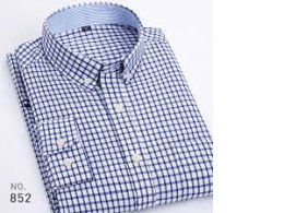 Men's blue and white checkered shirt