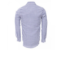 Men's blue and white checkered shirt
