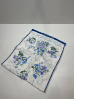 Blue towel with flowers print