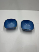 Set of blue soup plates