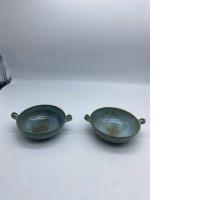 Set of 2 green soup plates