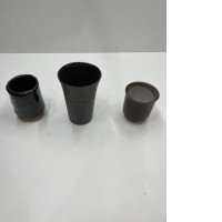 Set of 3 dark brown teacups