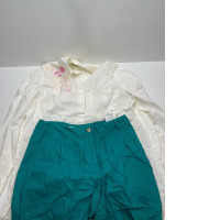 Women's suit: white shirt and green short