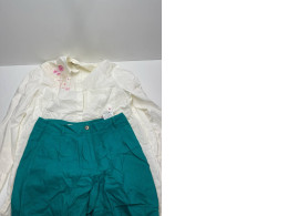 Women's suit: white shirt and green short