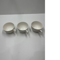 Set of white teacups