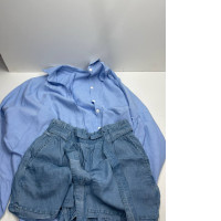 Women's blue casual suit: shirt and shorts Women's blue casual suit: shirt and shorts