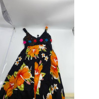 Black long dress with orange flower print Black long dress with orange flower print