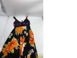 Black long dress with orange flower print Black long dress with orange flower print