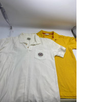 Set of 2 Polo shirt with collar, white and yellow 