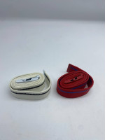 Set of 2 White and red cloth belt
