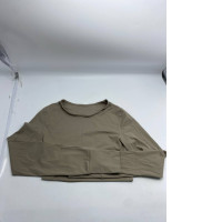 Women's dark green long-sleeved round neck shirt