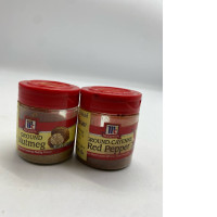 Set of ground nutmeg and pepper