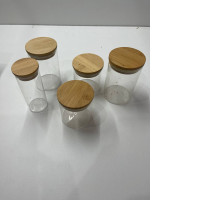 Set of clear glass kitchen boxes