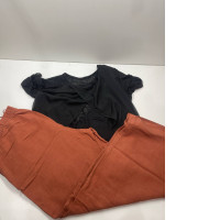 Women's suit: orange pants and black t-shirt Women's suit: orange pants and black t-shirt