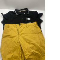 Boy's summer suit: yellow shorts and black polo