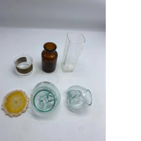 Set of empty glass bottles