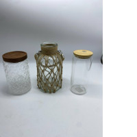 Set of 3 clear glass bottles