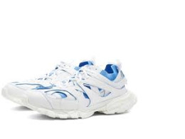 Balenciaga White Blue Low-Top Track Sock Sneakers. replica Balenciaga White Blue Low-Top Track Sock Sneakers. replica