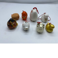 Set of 8 Japanese clay bell, pottery