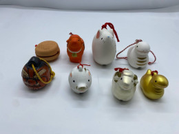 Set of 8 Japanese clay bell, pottery