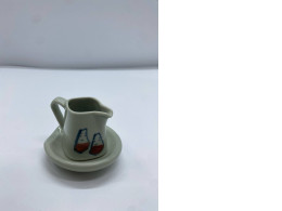 Set of 2 Miniature Orange Flower Hexagon Ceramic Jug for Dollhouse 