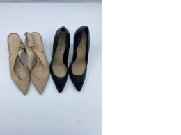 Set of 2 Women's fashion pointed high heels, black and cream 