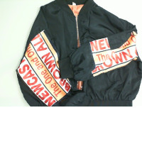 Black zip up jacket with embroidery