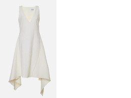 Textured V-Neck Asymmetric Dress