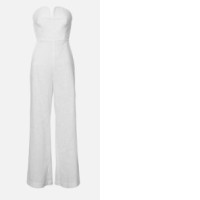 Strapless jumpsuit, sweetheart neckline, wide leg style