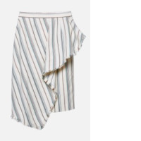 Striped knee-length skirt with frayed edges Striped knee-length skirt with frayed edges