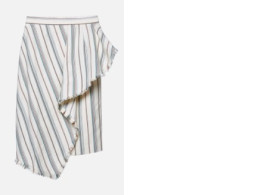 Striped knee-length skirt with frayed edges