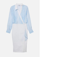 Striped knee-length shirt dress