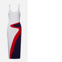 Knee-length dress, sleeveless, wave pattern Knee-length dress, sleeveless, wave pattern