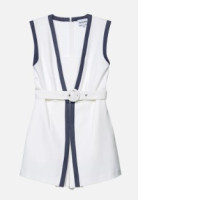 Romper set with contrasting color trim Romper set with contrasting color trim