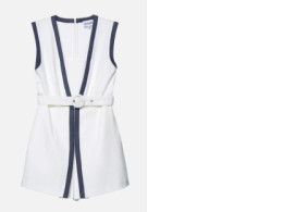 Romper set with contrasting color trim