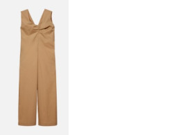 Wide-legged jumpsuit with pleated collar