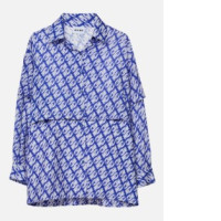 Quinn Monogram Two-Tier Button Front Shirt