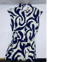 Women's long white dress with blue stripes 