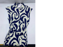 Women's long white dress with blue stripes 