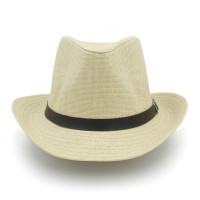 PANFU Summer Beach Sun Hat Men's Straw Cowboy Hat