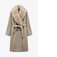 ZARA FAUX FUR LAPEL COAT 
