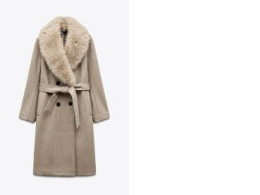 ZARA FAUX FUR LAPEL COAT 