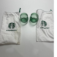 Set of 2 green glasses with Starbucks bags Set of 2 green glasses with Starbucks bags