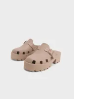 charles & keith Mae Buckle Strap Platform Open Toe Sandals - Brown