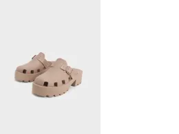 charles & keith Mae Buckle Strap Platform Open Toe Sandals - Brown