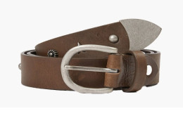 LEATHER STUD BELT_washed brown pull-up