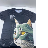 Black round neck t-shirt with cat pattern Black round neck t-shirt with cat pattern