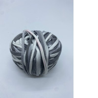 Crochet tape yarn, white with gray stripes