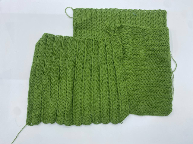 Set of 3 Green silk fabric Set of 3 Green silk fabric