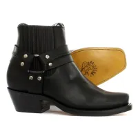 Grinders Harness Lo Black Men's Ladies Cowboy Western Ankle Biker Leather Boots